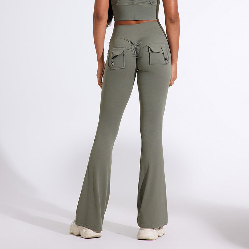 Naisten Bootcut-legginssit taskuilla ja korkealla vyötäröllä Luvik