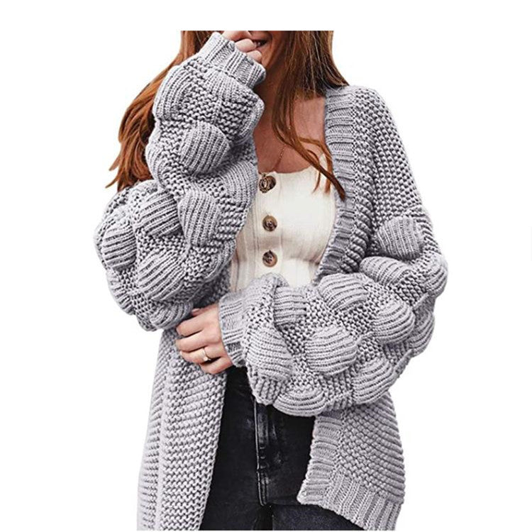 Nainen Rakenne Paksu Neule Avoin Etu Cardigan Luvik