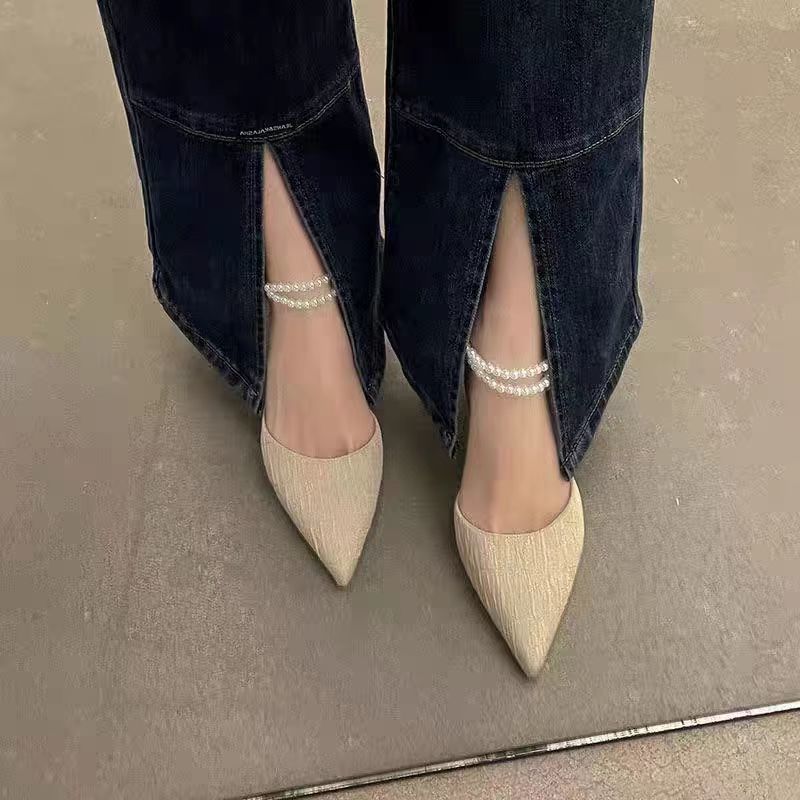 Naisten elegantit Slingback-korkokengät, joissa on siro remmi ja kiiltävä pinta Luvik