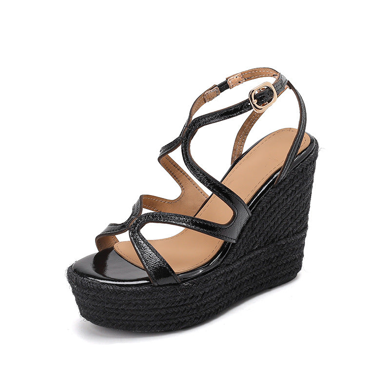 Naisille Strappy Espadrille Wedge Sandalit Luvik