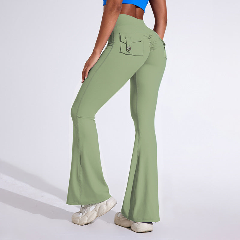 Naisten Bootcut-legginssit taskuilla ja korkealla vyötäröllä Luvik