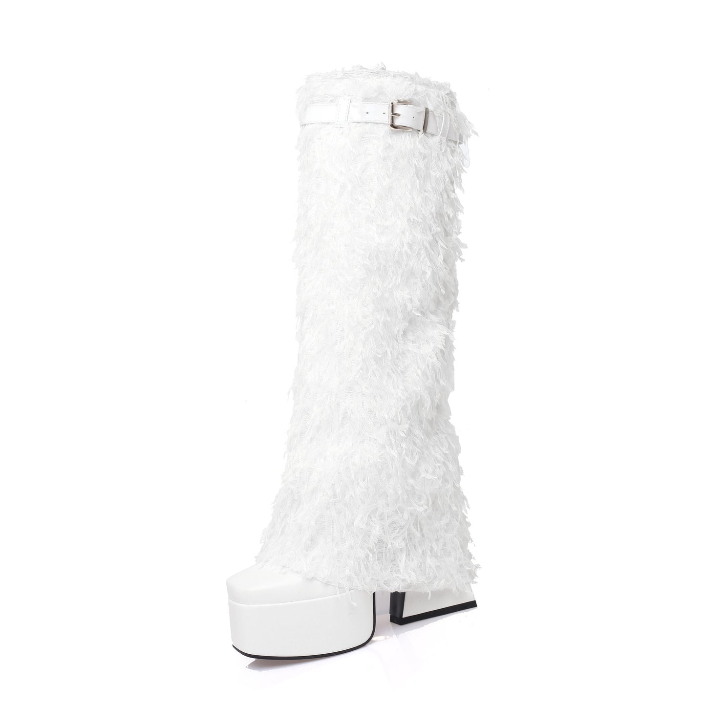 Femme Luxe Fuzzy Yli-polven Stiletto Saappaat Luvik