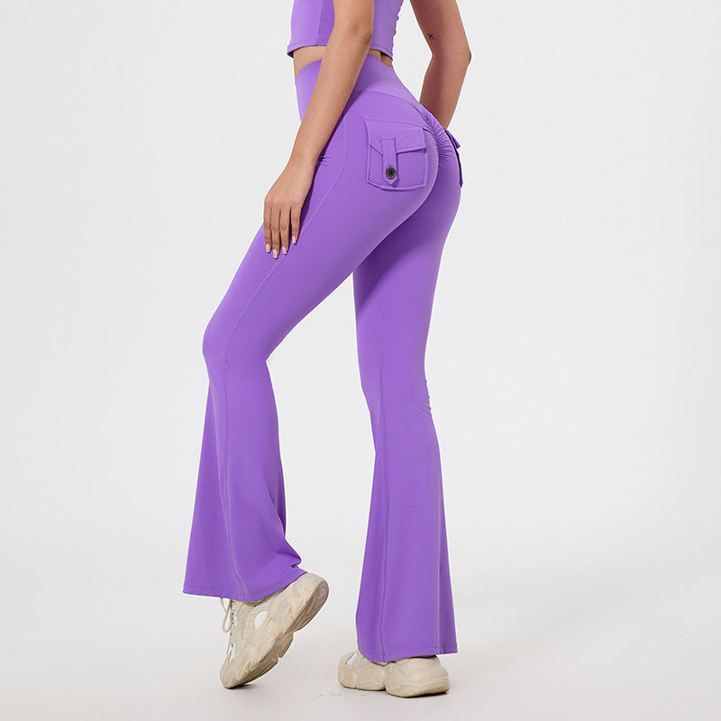 Naisten Bootcut-legginssit taskuilla ja korkealla vyötäröllä Luvik