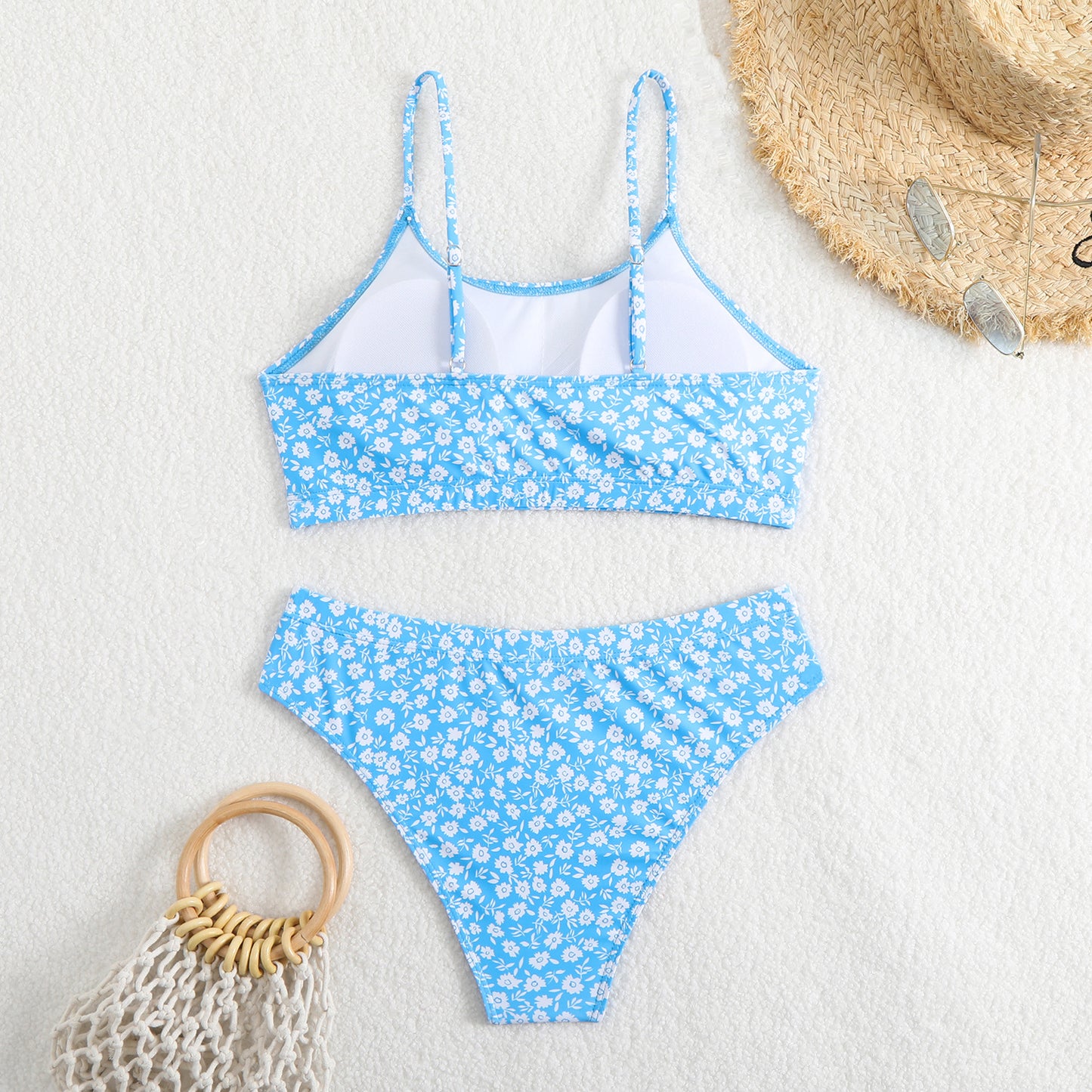 Femme Kukkaprintti Bralette Bikinisetti Luvik