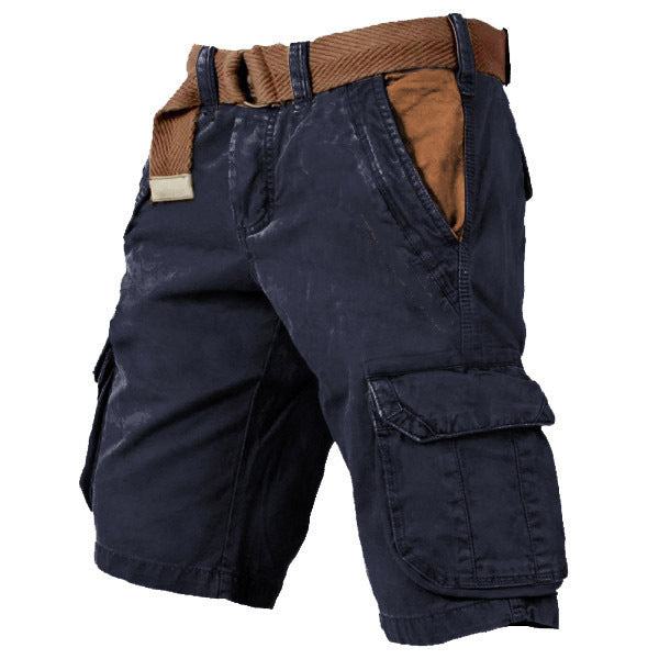 Luvik | Cargo Shorts Kestävä puuvilla Useita taskuja Löysä leikkaus Vyöllä
