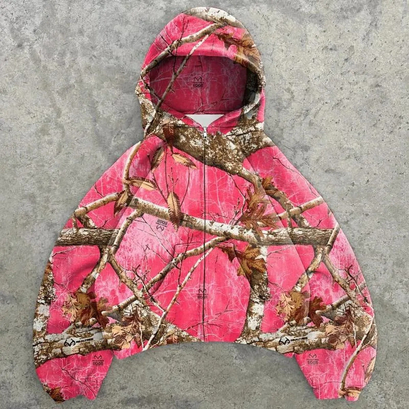 Femme Cropped Camouflage Vetoketjuhuppari Luvik