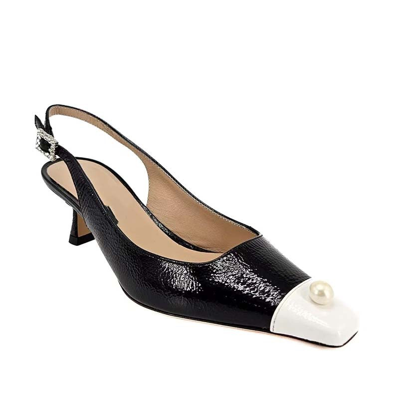 Naisille Slingback Kitten Heel Pumps helmikoristeilla Luvik