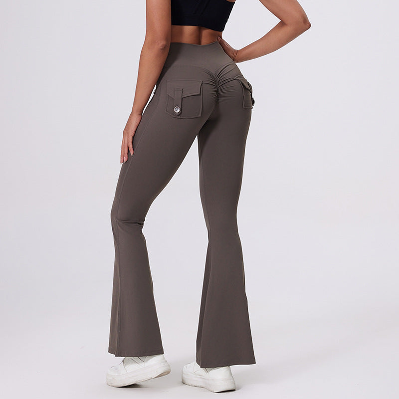 Naisten Bootcut-legginssit taskuilla ja korkealla vyötäröllä Luvik