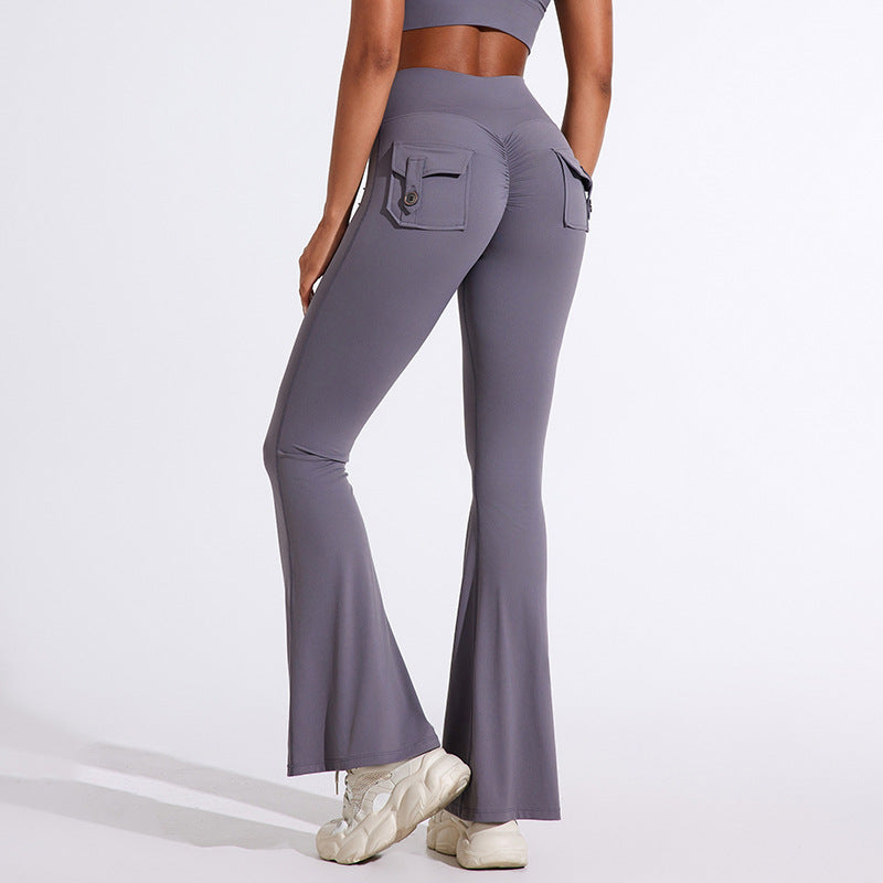 Naisten Bootcut-legginssit taskuilla ja korkealla vyötäröllä Luvik