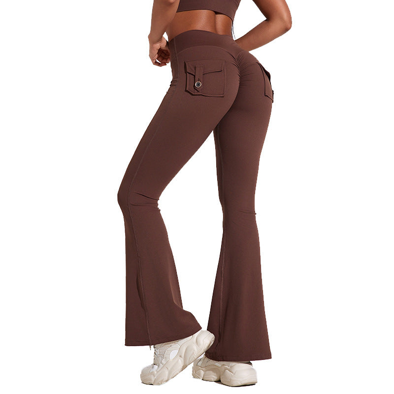 Naisten Bootcut-legginssit taskuilla ja korkealla vyötäröllä Luvik