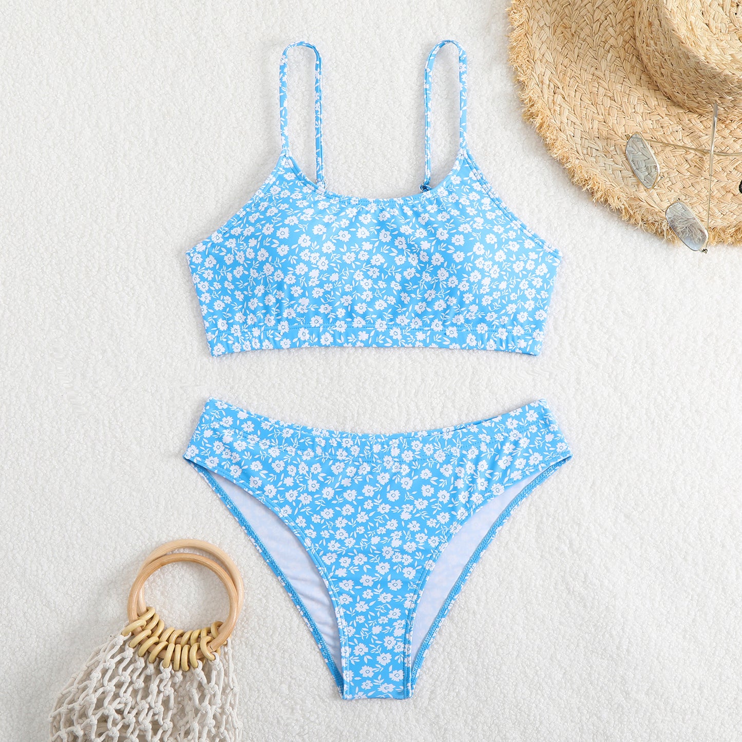 Femme Kukkaprintti Bralette Bikinisetti Luvik