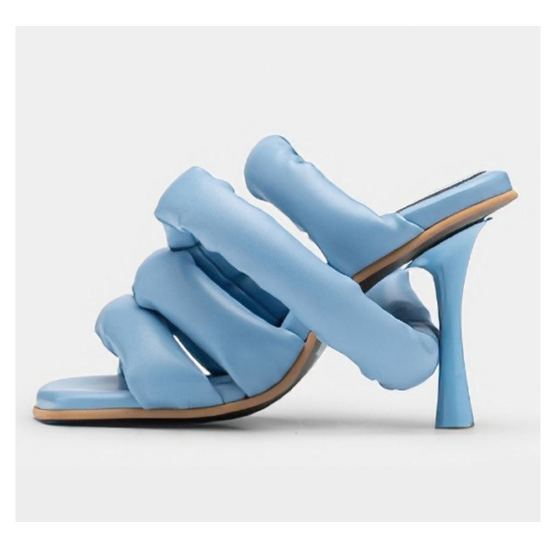Naisille Strappy High-Heel Slide Sandaalit, joissa on pehmustetut yksityiskohdat Luvik