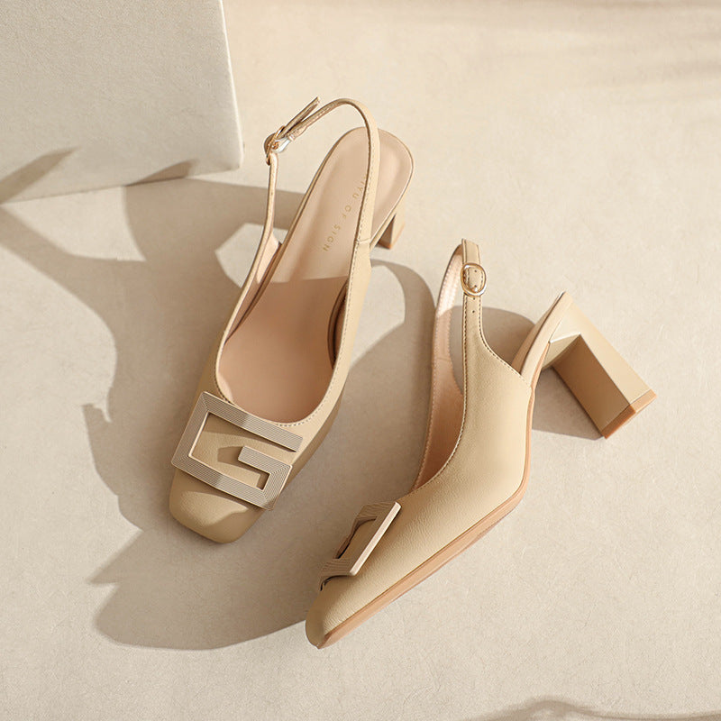 Naisten Slingback-lohkare-korkokengät, joissa on tyylikäs solk yksityiskohtia Luvik
