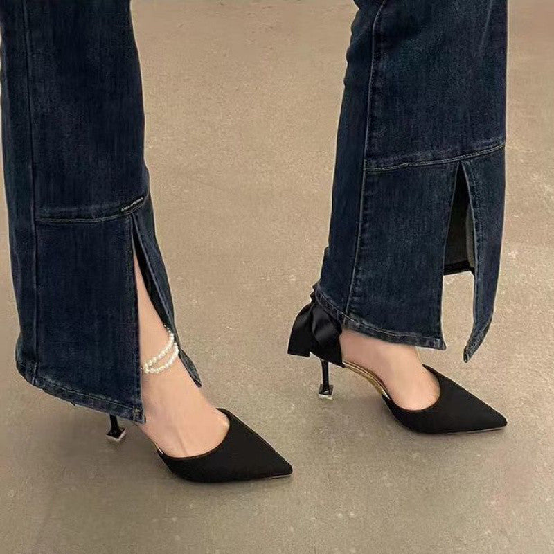 Naisten elegantit Slingback-korkokengät, joissa on siro remmi ja kiiltävä pinta Luvik