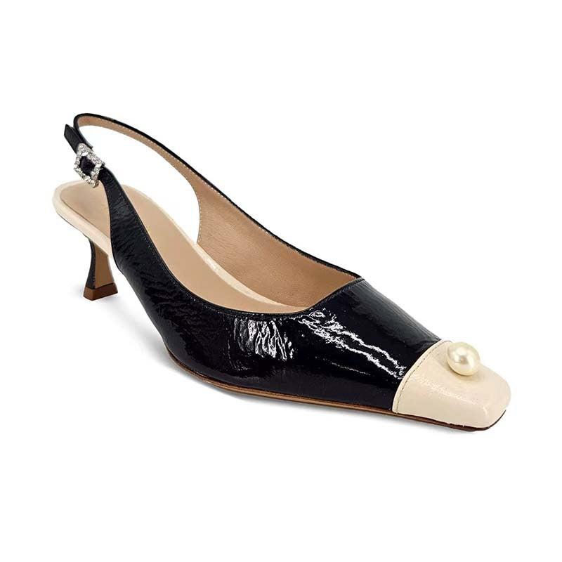 Naisille Slingback Kitten Heel Pumps helmikoristeilla Luvik