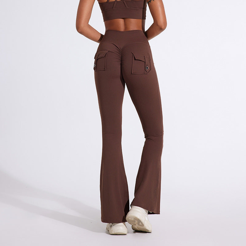 Naisten Bootcut-legginssit taskuilla ja korkealla vyötäröllä Luvik