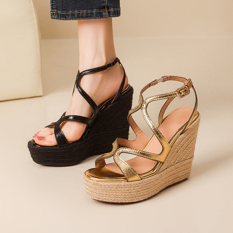 Naisille Strappy Espadrille Wedge Sandalit Luvik