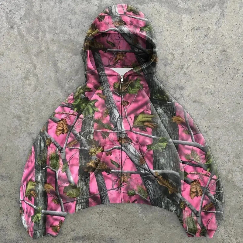 Femme Cropped Camouflage Vetoketjuhuppari Luvik