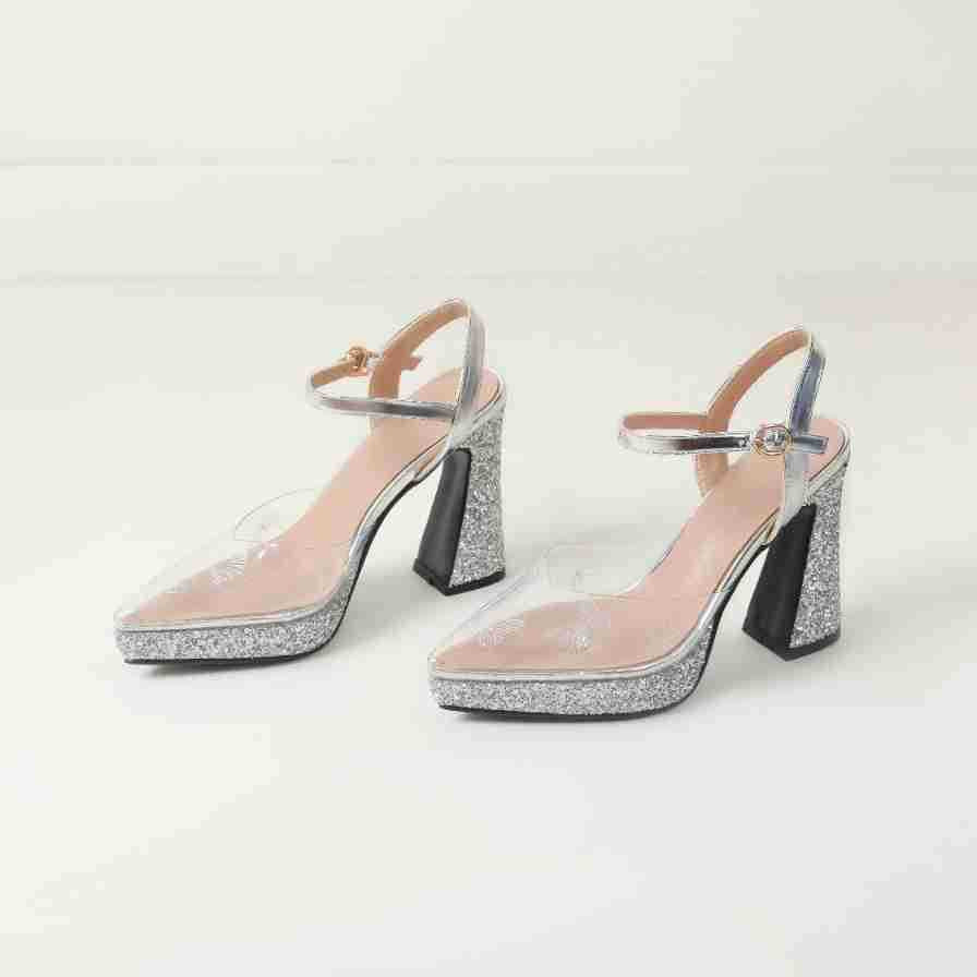 Nainen Strappy Glitter-tyyliset Blokkin korkeat sandaalit Luvik