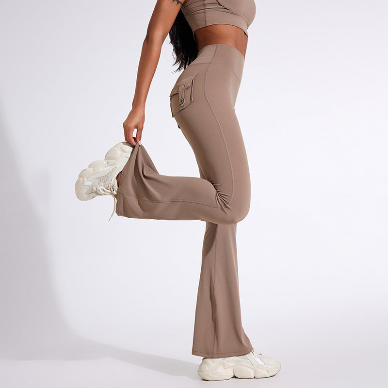 Naisten Bootcut-legginssit taskuilla ja korkealla vyötäröllä Luvik
