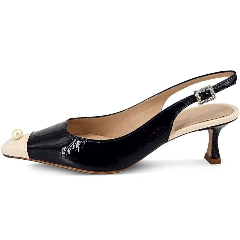 Naisille Slingback Kitten Heel Pumps helmikoristeilla Luvik
