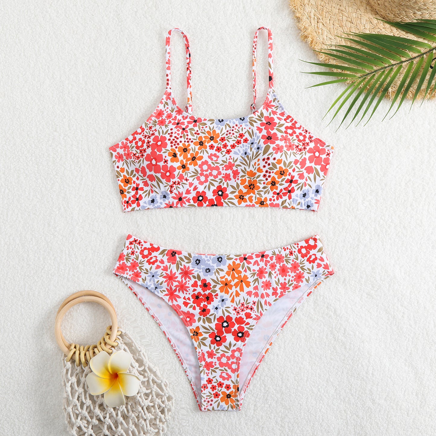 Femme Kukkaprintti Bralette Bikinisetti Luvik