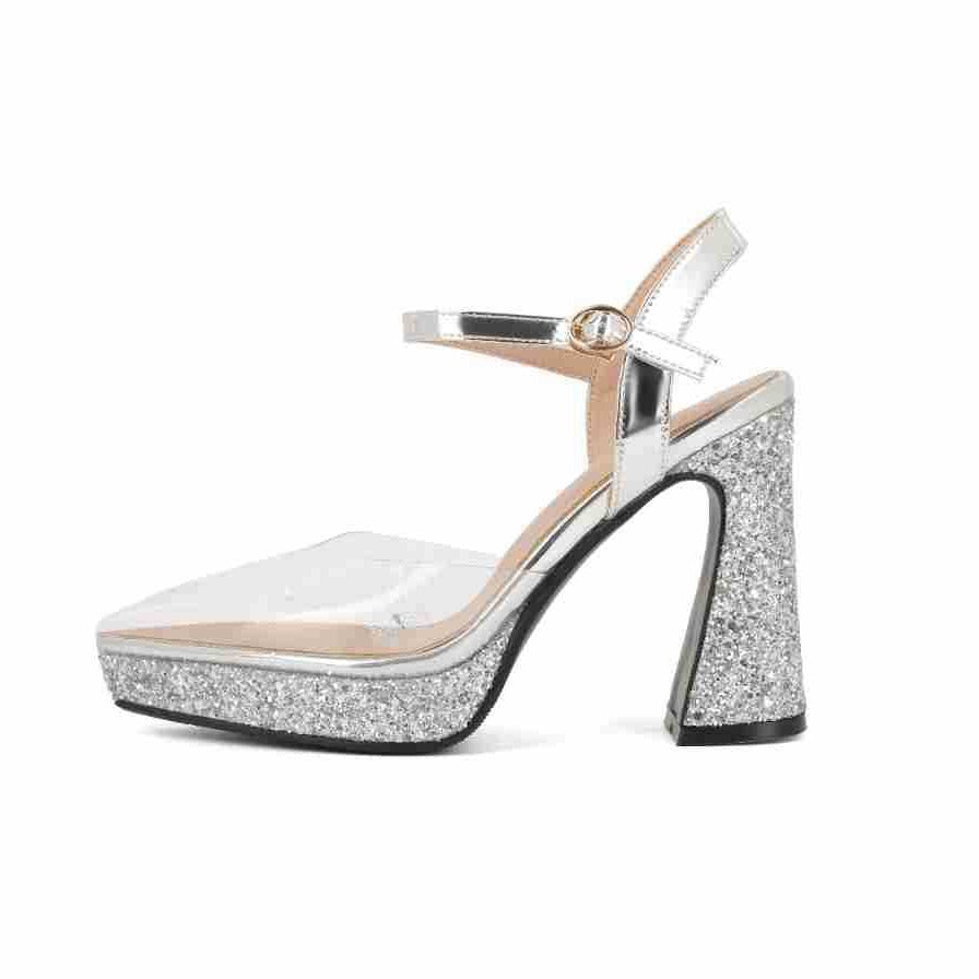 Nainen Strappy Glitter-tyyliset Blokkin korkeat sandaalit Luvik