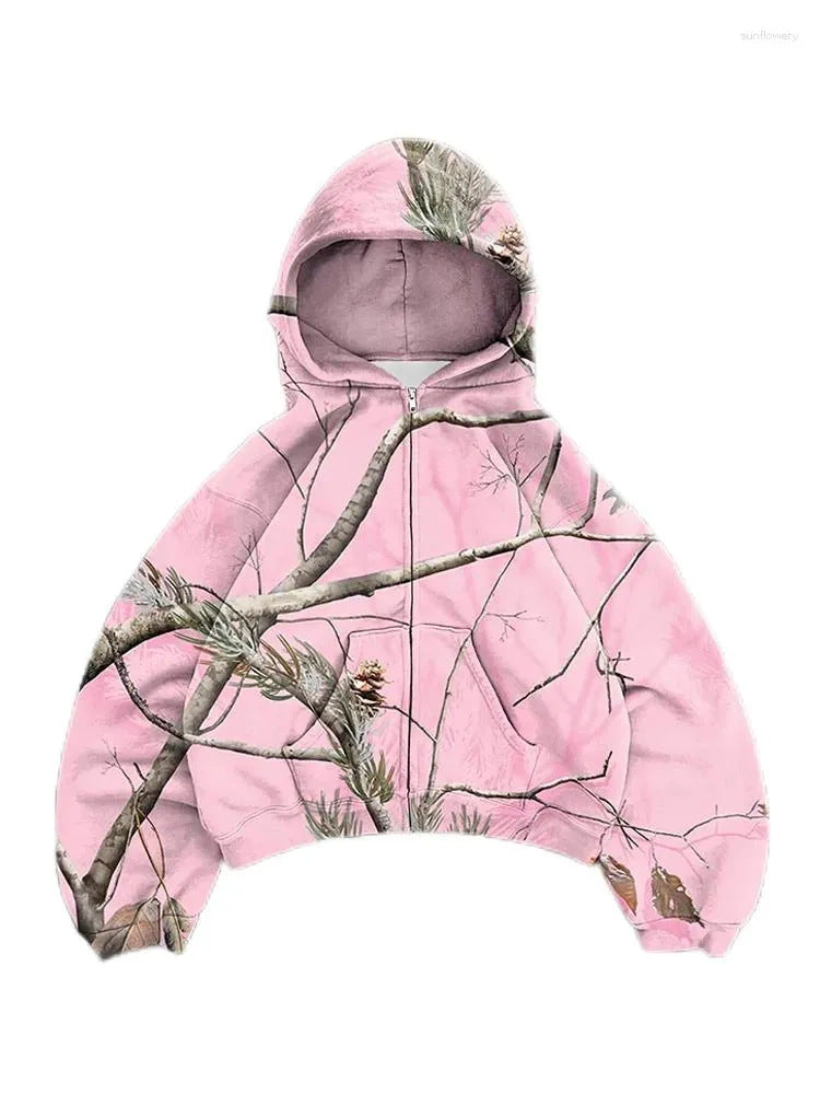 Femme Cropped Camouflage Vetoketjuhuppari Luvik