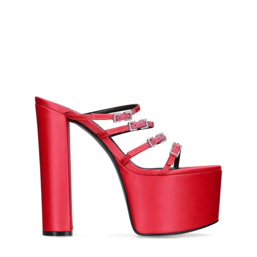 Femme Strappy Platform Slide Sandalit koristeellisilla soljilla Luvik