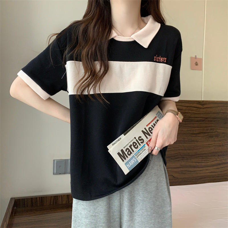 Femme Casual Polo T-paita raidallisella suunnittelulla Luvik