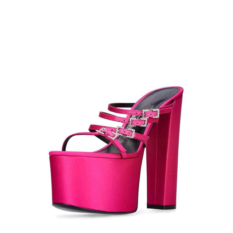 Femme Strappy Platform Slide Sandalit koristeellisilla soljilla Luvik
