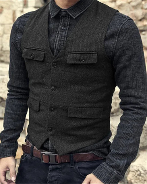 Luvik | Hihaton V-aukkoinen Slim Fit Puku Liivi