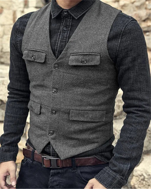 Luvik | Hihaton V-aukkoinen Slim Fit Puku Liivi