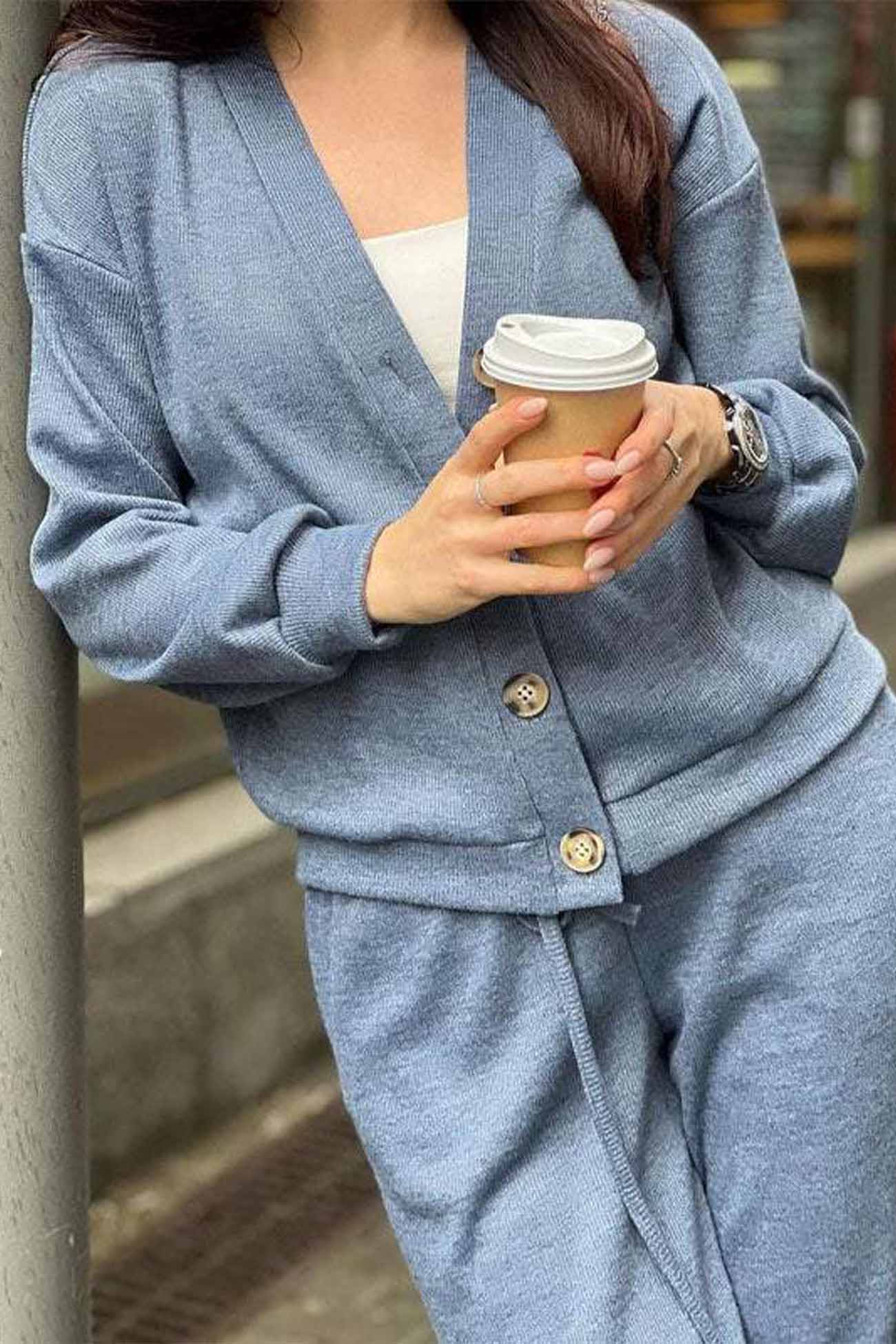 Luvik | Color Button-Up Wool Jacket Long Pants Set