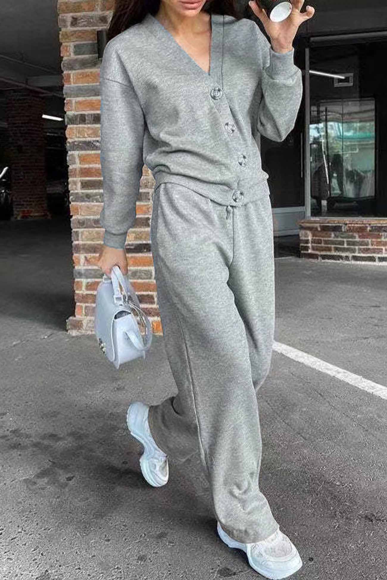 Luvik | Color Button-Up Wool Jacket Long Pants Set
