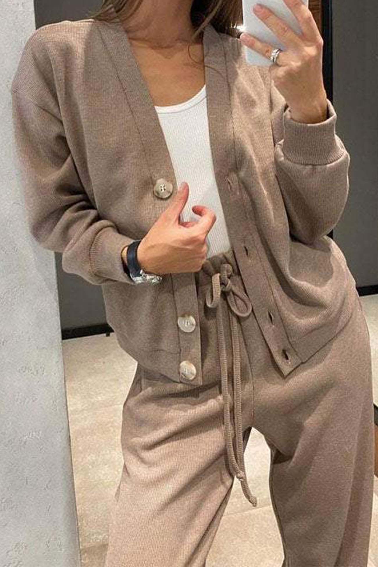 Luvik | Color Button-Up Wool Jacket Long Pants Set