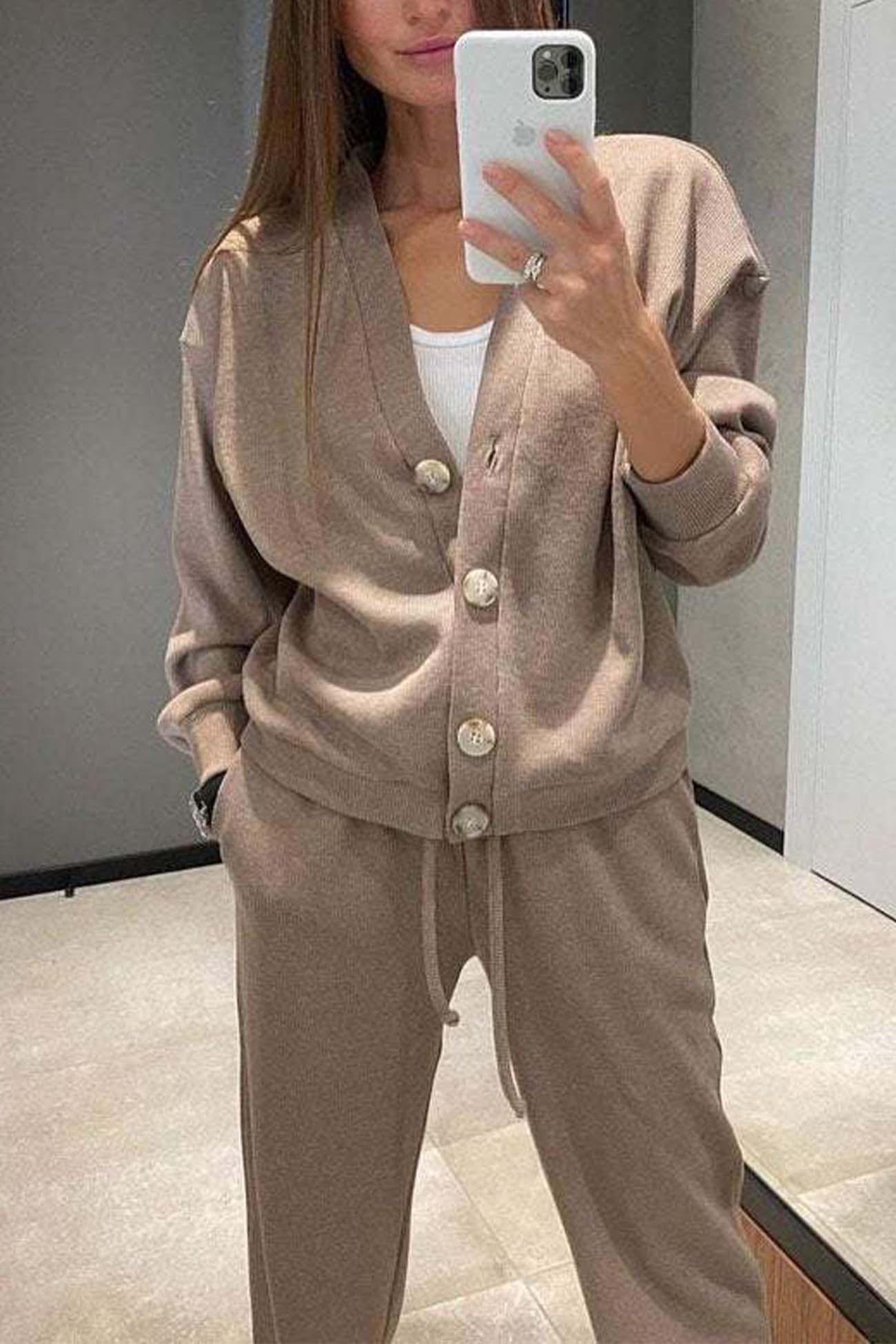 Luvik | Color Button-Up Wool Jacket Long Pants Set