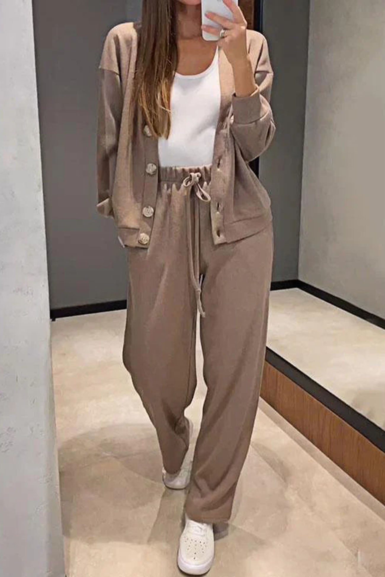 Luvik | Color Button-Up Wool Jacket Long Pants Set