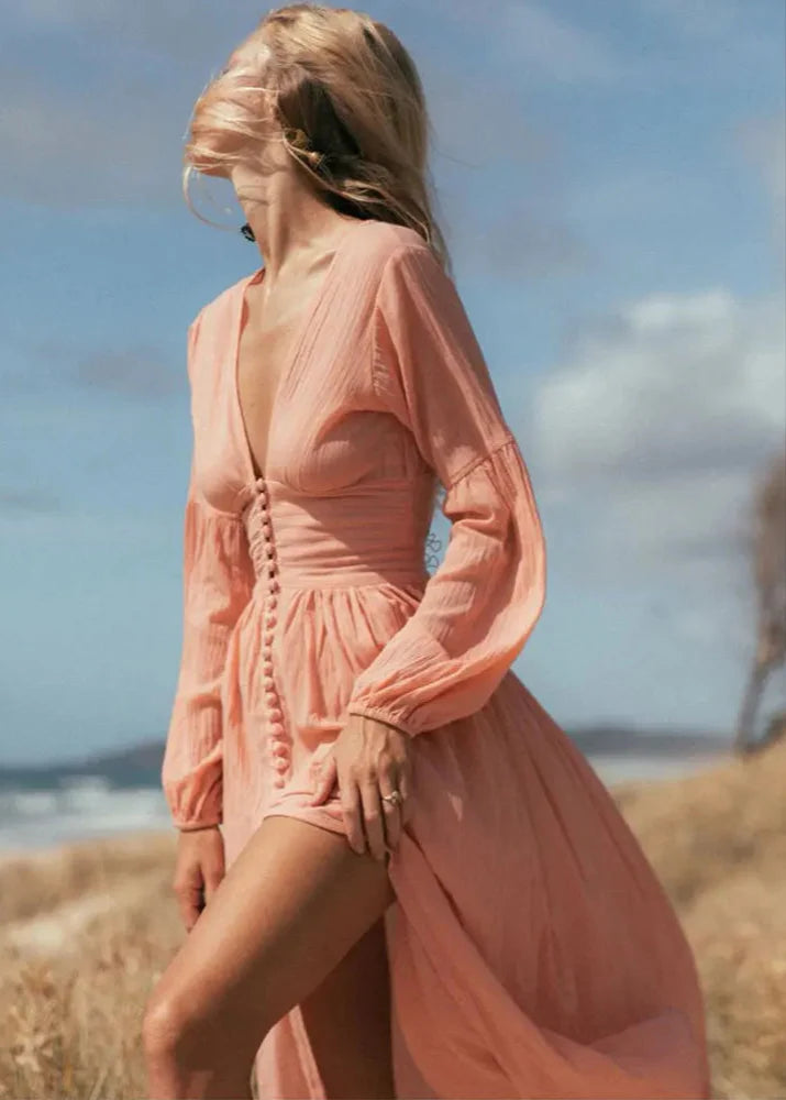 Luvik | Boho Pitkä Hippie Chic Mekko Vihreä