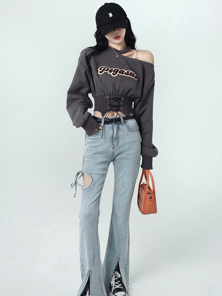 Luvik | Linke Schatten Crop Sweatshirt