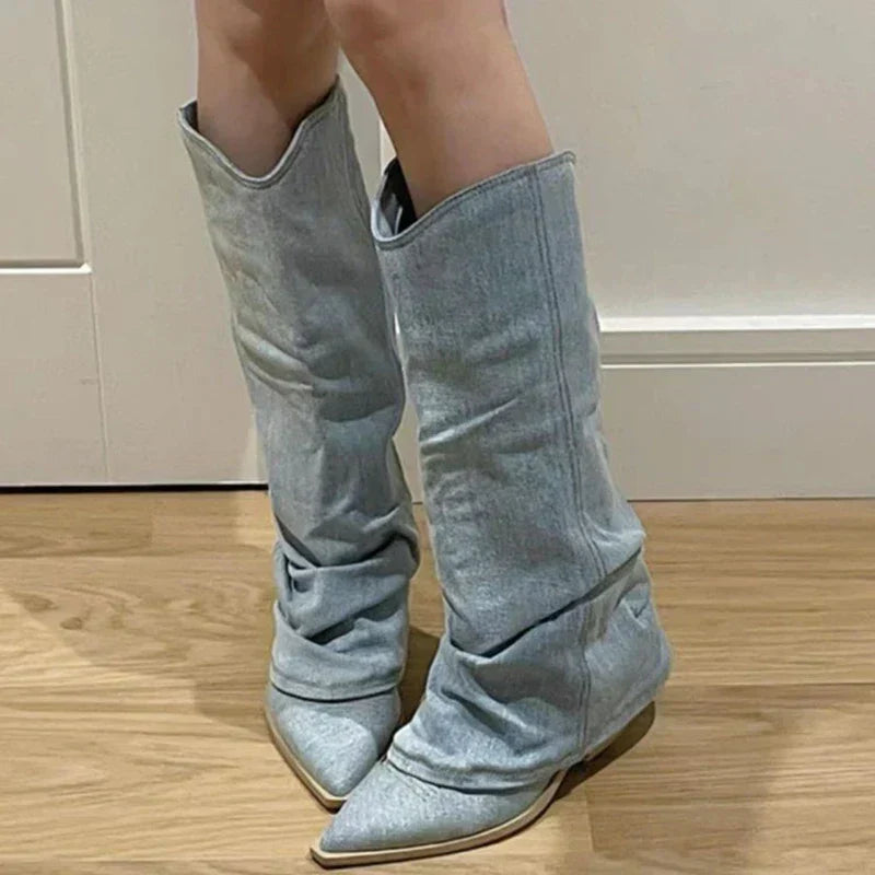 Luvik | Denim Polvisukat Cowboy Bootsit