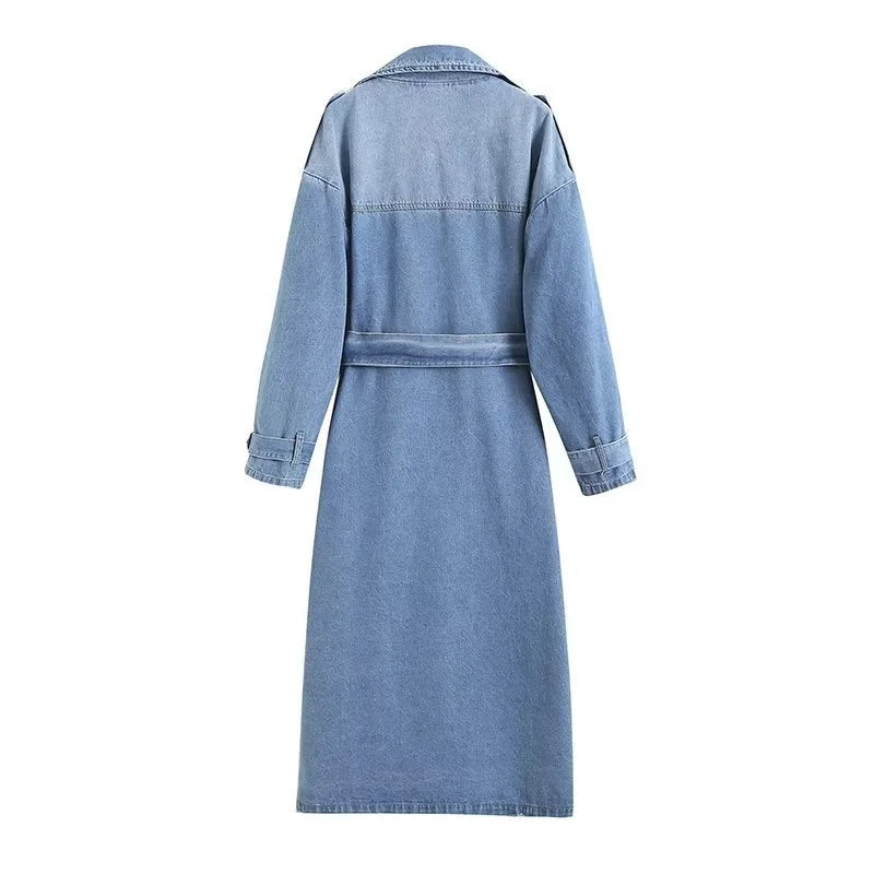 Luvik | Langer Denim Trenchcoat Für Damen
