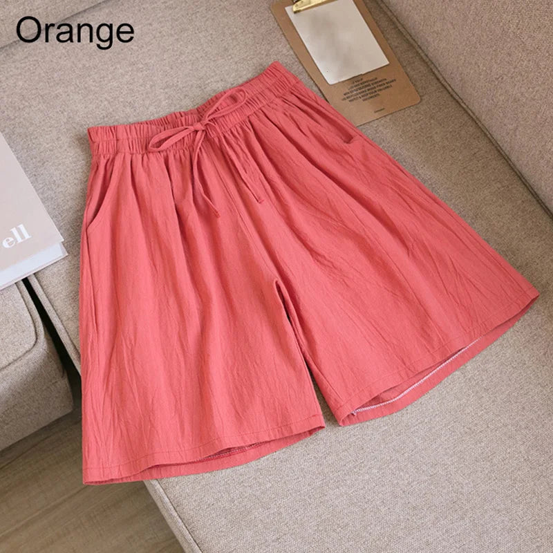 Luvik | Puuvilla-linen polvipituiset shortsit