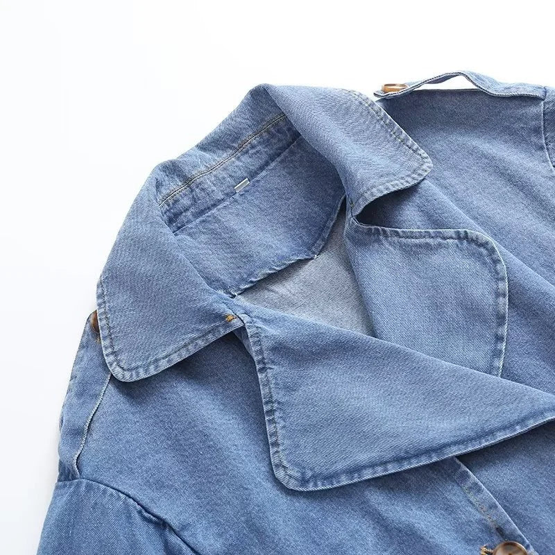Luvik | Langer Denim Trenchcoat Für Damen
