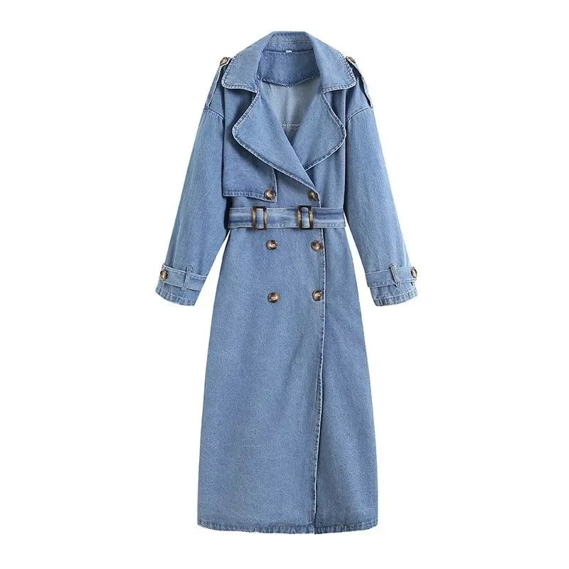 Luvik | Langer Denim Trenchcoat Für Damen