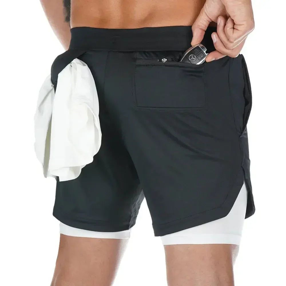 Luvik | Miesten Camo 2 in 1 Juoksushortsit Kuntosaliin & Urheiluun