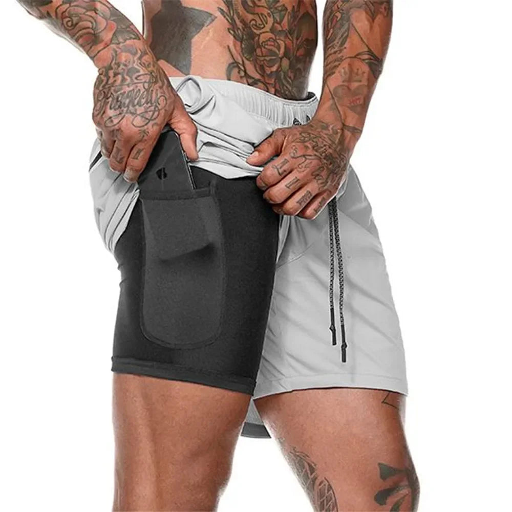 Luvik | Miesten Camo 2 in 1 Juoksushortsit Kuntosaliin & Urheiluun