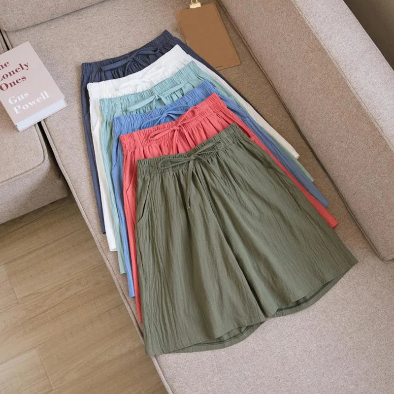 Luvik | Puuvilla-linen polvipituiset shortsit