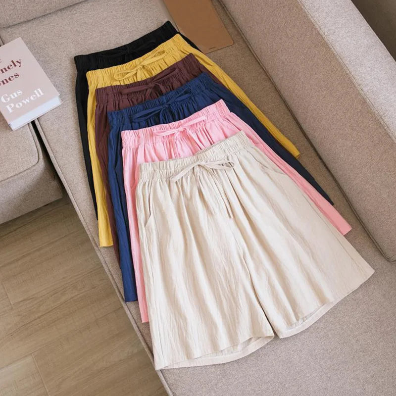 Luvik | Puuvilla-linen polvipituiset shortsit