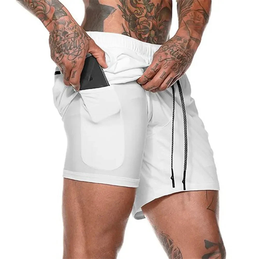 Luvik | Miesten Camo 2 in 1 Juoksushortsit Kuntosaliin & Urheiluun